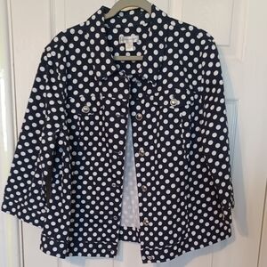 Christopher & Banks Navy Polka Dot Jean Jacket